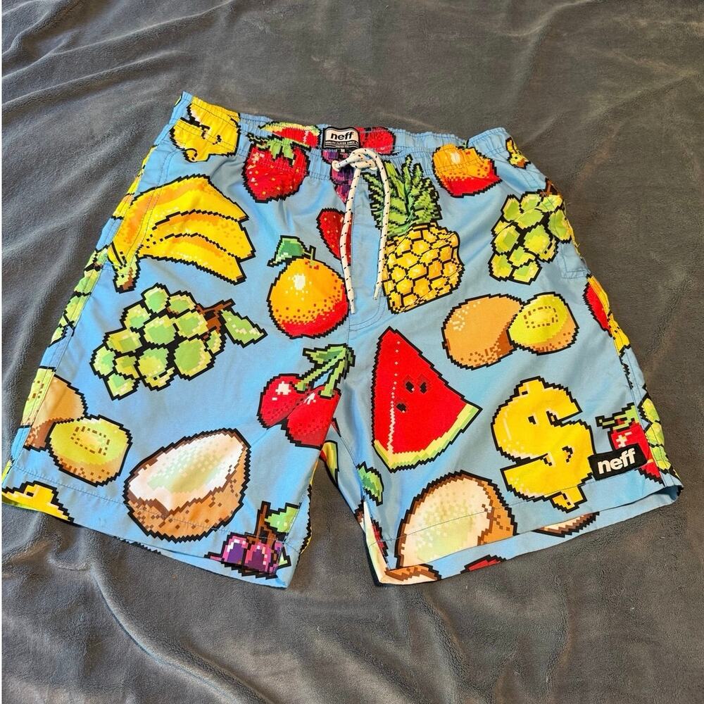 Neff Men’s Medium Pixelated Fruit Swim Trunks